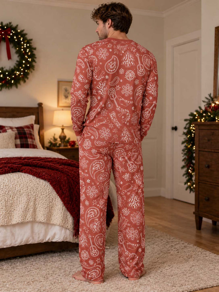 Western Christmas Paisley Bamboo Men's Pajama Set