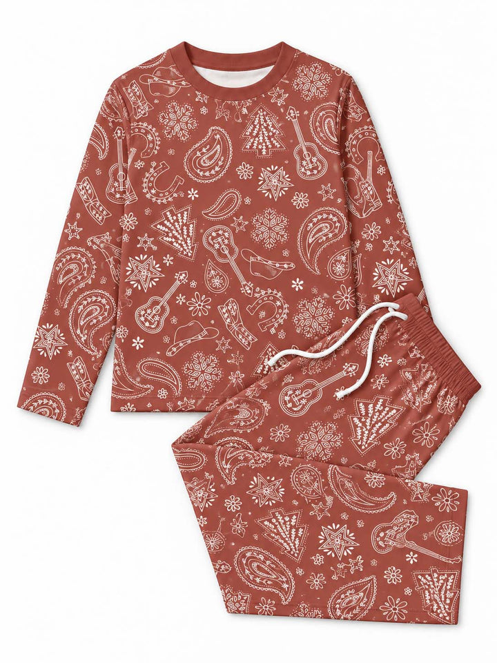 Western Christmas Paisley Bamboo Men's Pajama Set