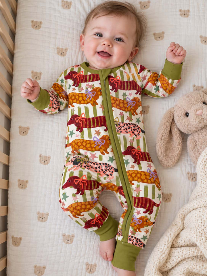 Whimsical Dachshund Bow Bamboo Convertible Zippy