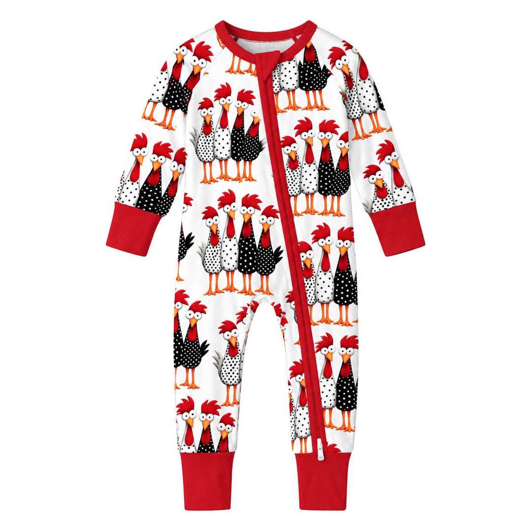Whimsical Folk Chickens Bamboo Convertible Zippy