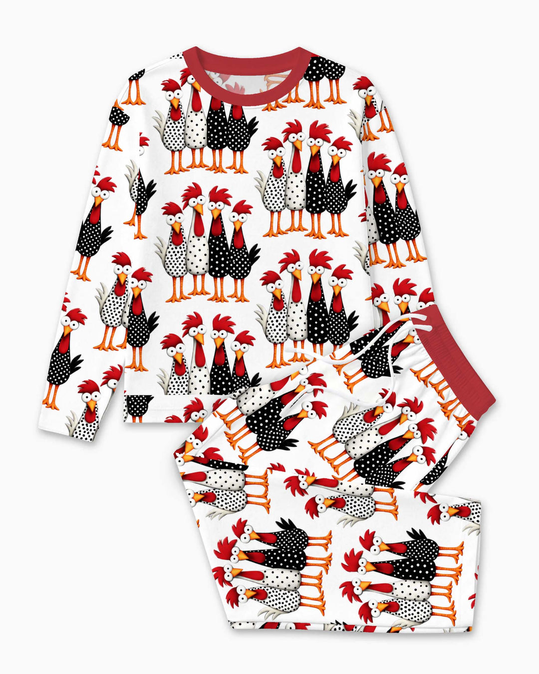 Whimsical Folk Chickens Bamboo Men's Pajama Set