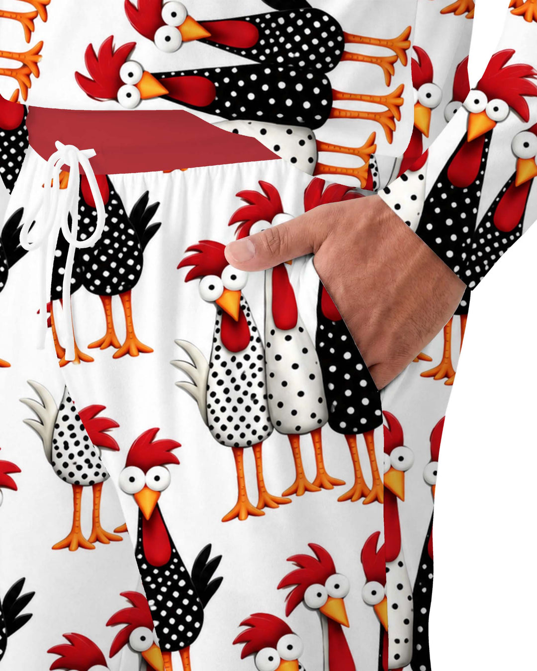 Whimsical Folk Chickens Bamboo Men's Pajama Set
