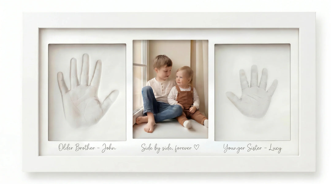 Two Babies Handprint Frame with Photo Keepsake