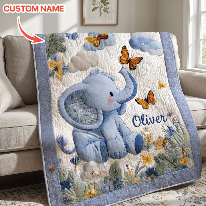 Wild Elephant Custom Bamboo Quilt Blanket