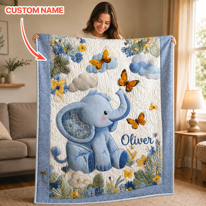 Wild Elephant Custom Bamboo Quilt Blanket