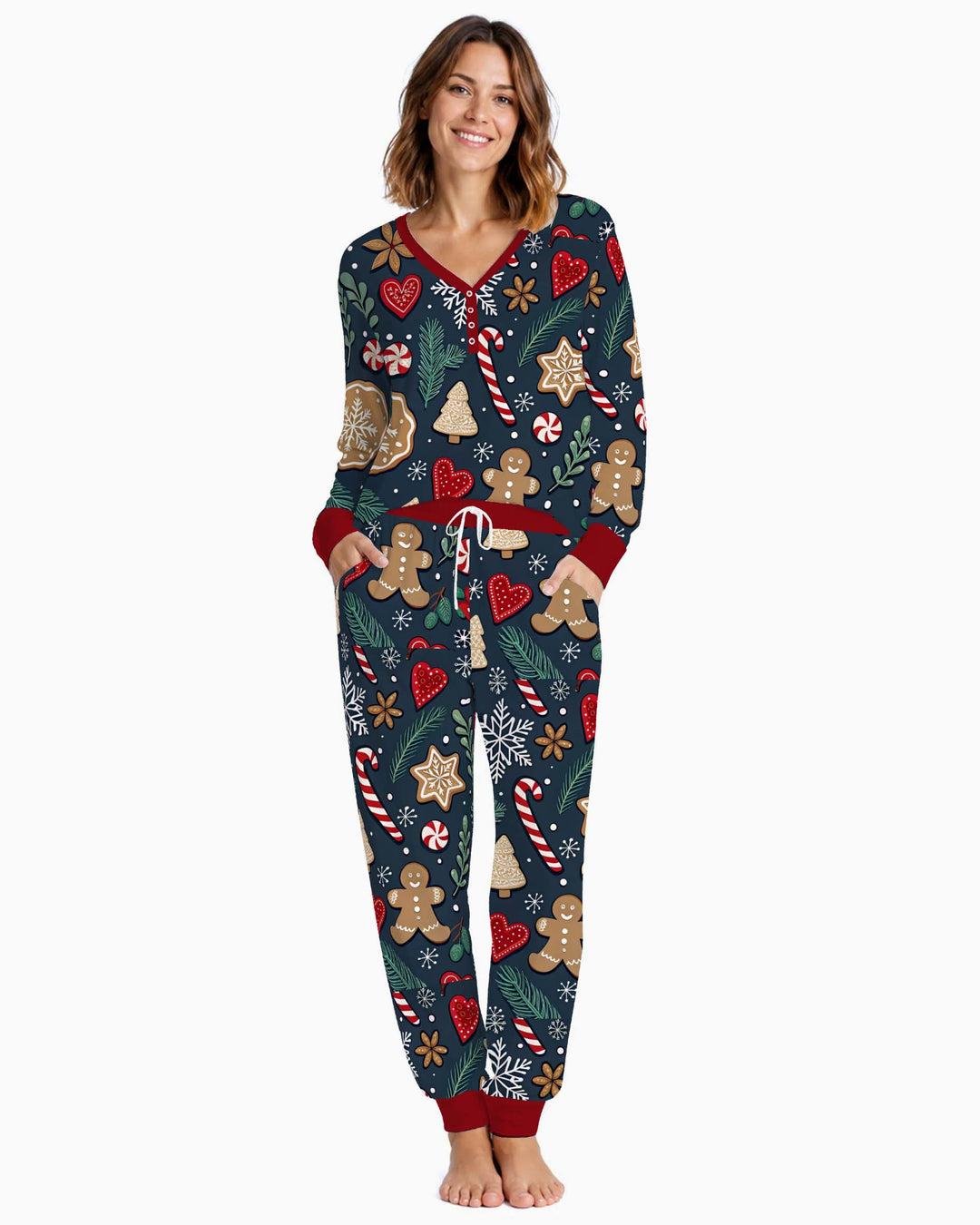 Winter Gingerbread Sweets Bamboo Women Pajama Set