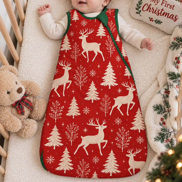 Winter Reindeer Christmas Forest Bamboo Sleep Bag