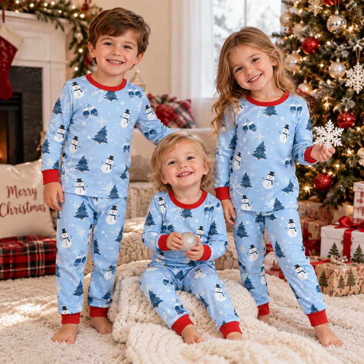 Winter Snowman Wonderland Bamboo Two Piece Long Sleeve Pajama Set