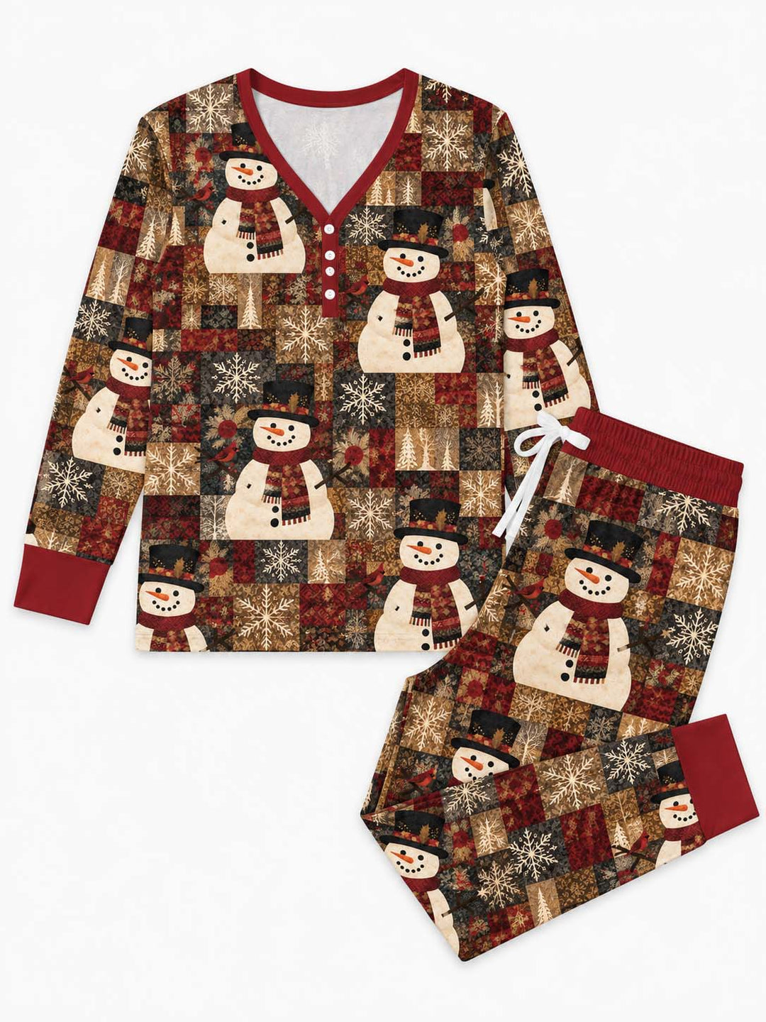 Winter Snowman and Cardinal Bamboo Women Pajama Set