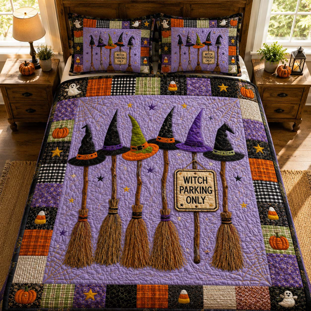 Witch Parking Only Bamboo Quilt Bedding Set