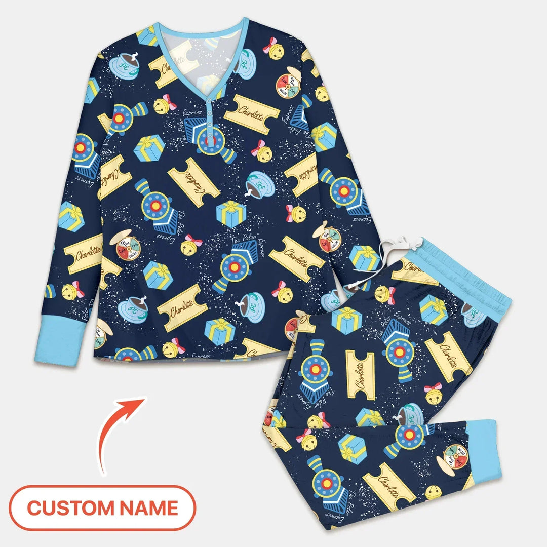 Express Train Christmas Bamboo Women Pajama Set