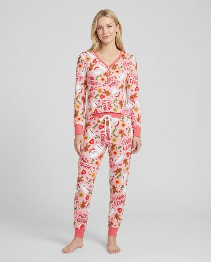 Santas, Milk and Cookies Bamboo Women Pajama Set