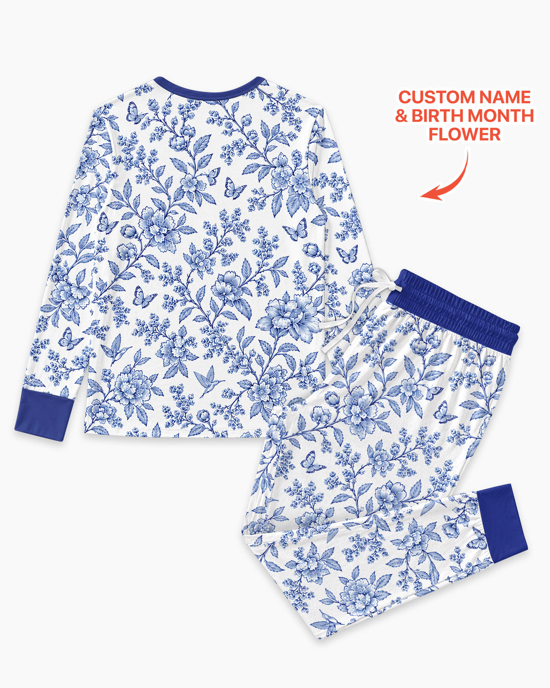God Says I Am Letter In Bible Birth Flower Toile De Jouy  Bamboo Women Pajama Set