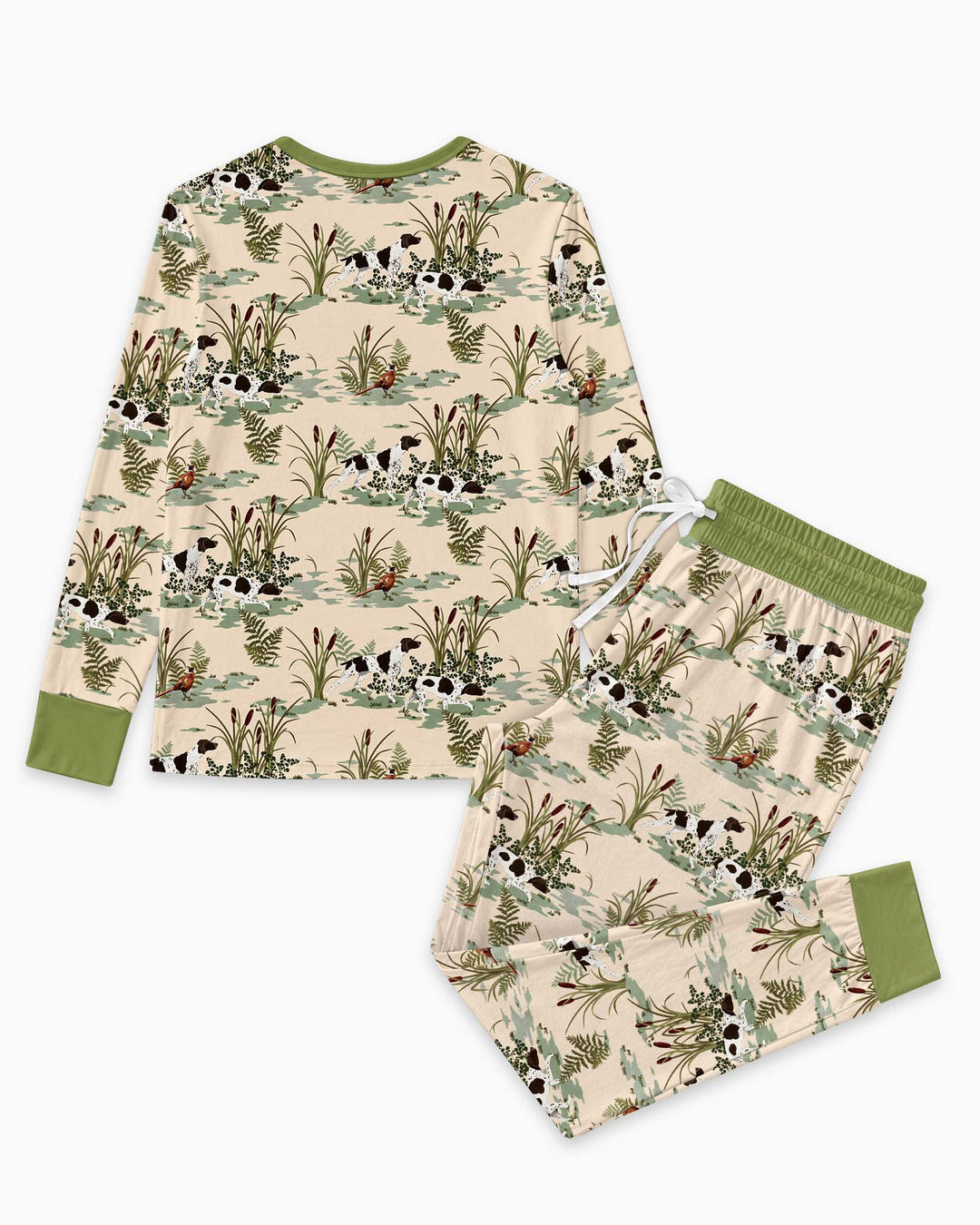 Vintage Pheasant & Hunting Dog Field Family Matching Bamboo Women Pajama Set