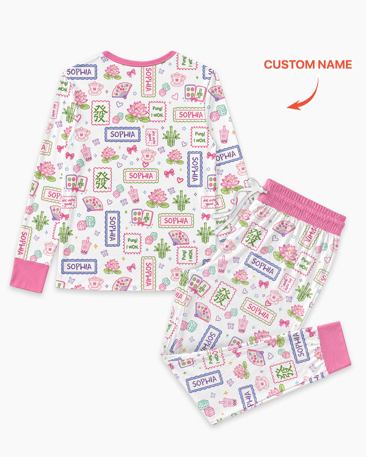 Personalized Preppy Mahjong  Bamboo Women Pajama Set