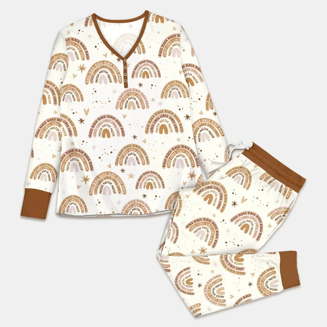 Back Lives Matter Rainbow Bamboo Women Pajama Set