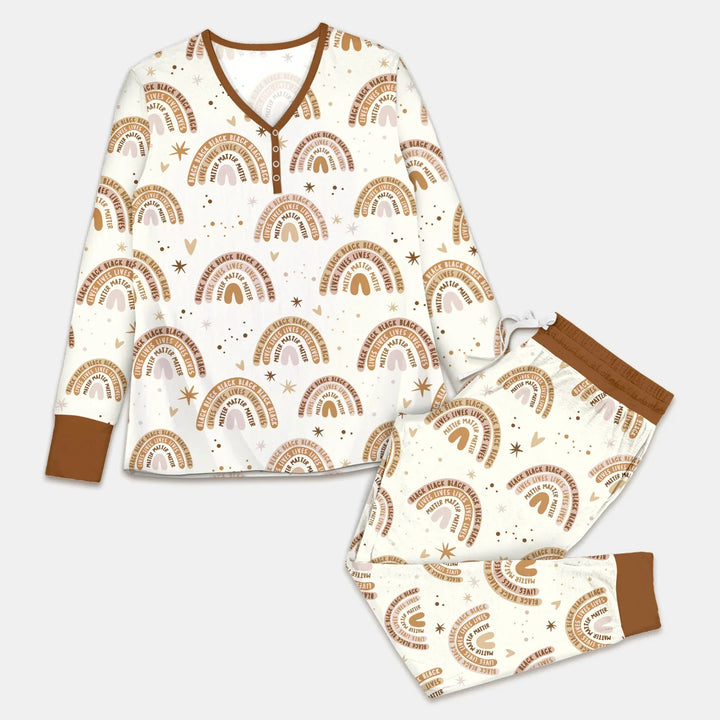 Back Lives Matter Rainbow Bamboo Women Pajama Set