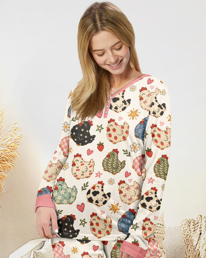 Playful Farm Chicken Bamboo Women Pajama Set