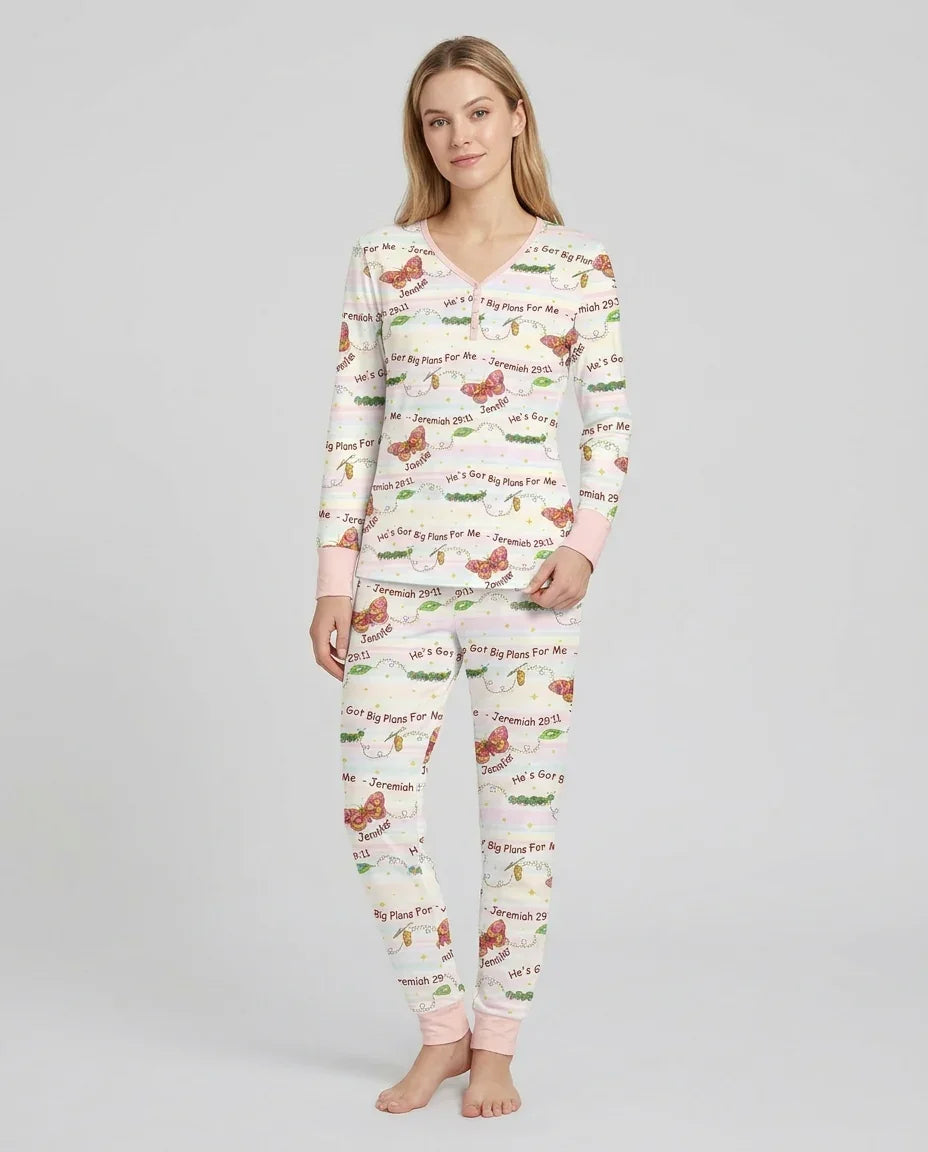 Custom Name He's Got Big Plans For Me Bamboo Women Pajama Set