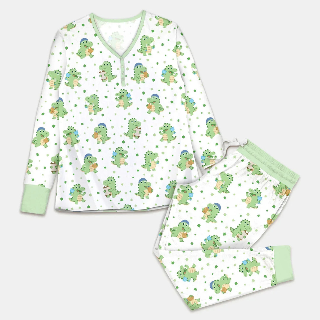 Shabbat Dinosaur Bamboo Women Pajama Set