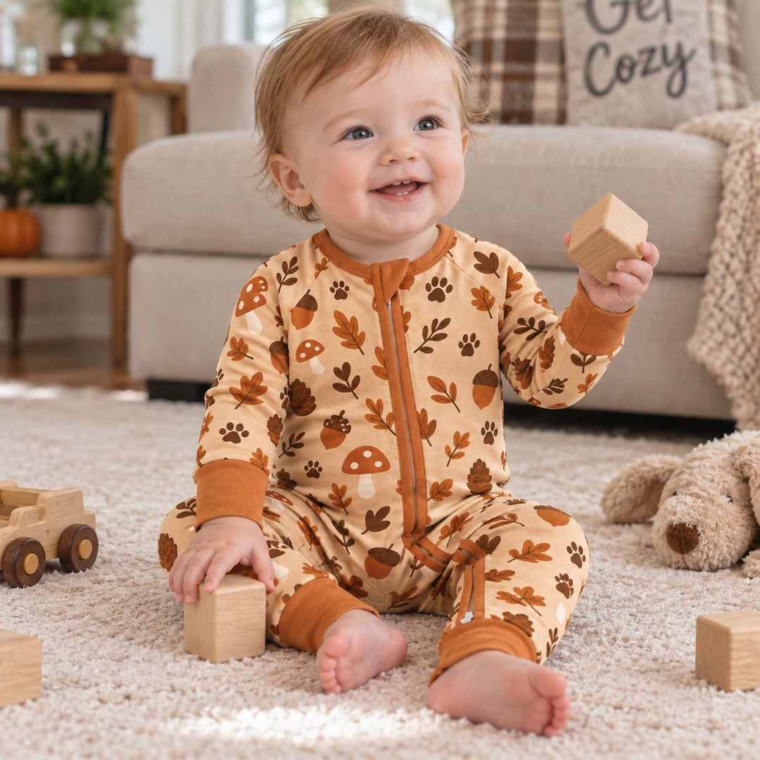 Woodland Acorns Mushrooms Bamboo Convertible Zippy
