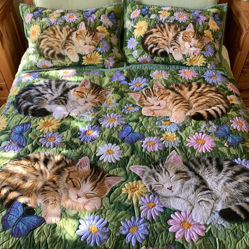 Woodland Cat Wonder Bamboo Quilt Bedding Set
