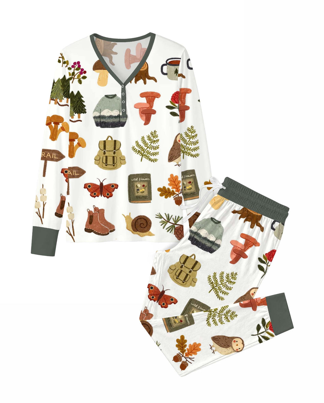 Woodland Nature Adventure Bamboo Women Pajama Set