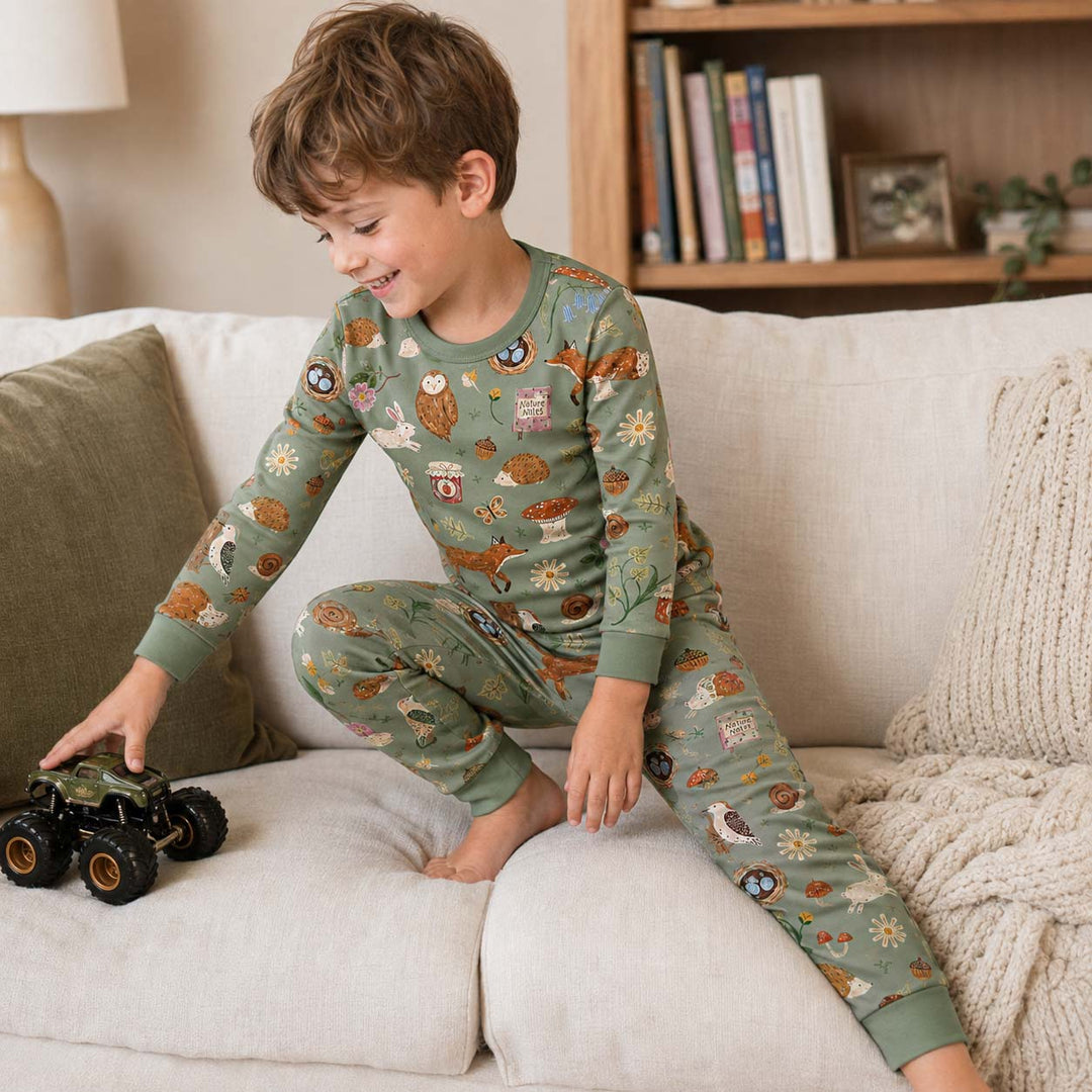 Woodland Nature Friends Bamboo Two Piece Long Sleeve Pajama Set