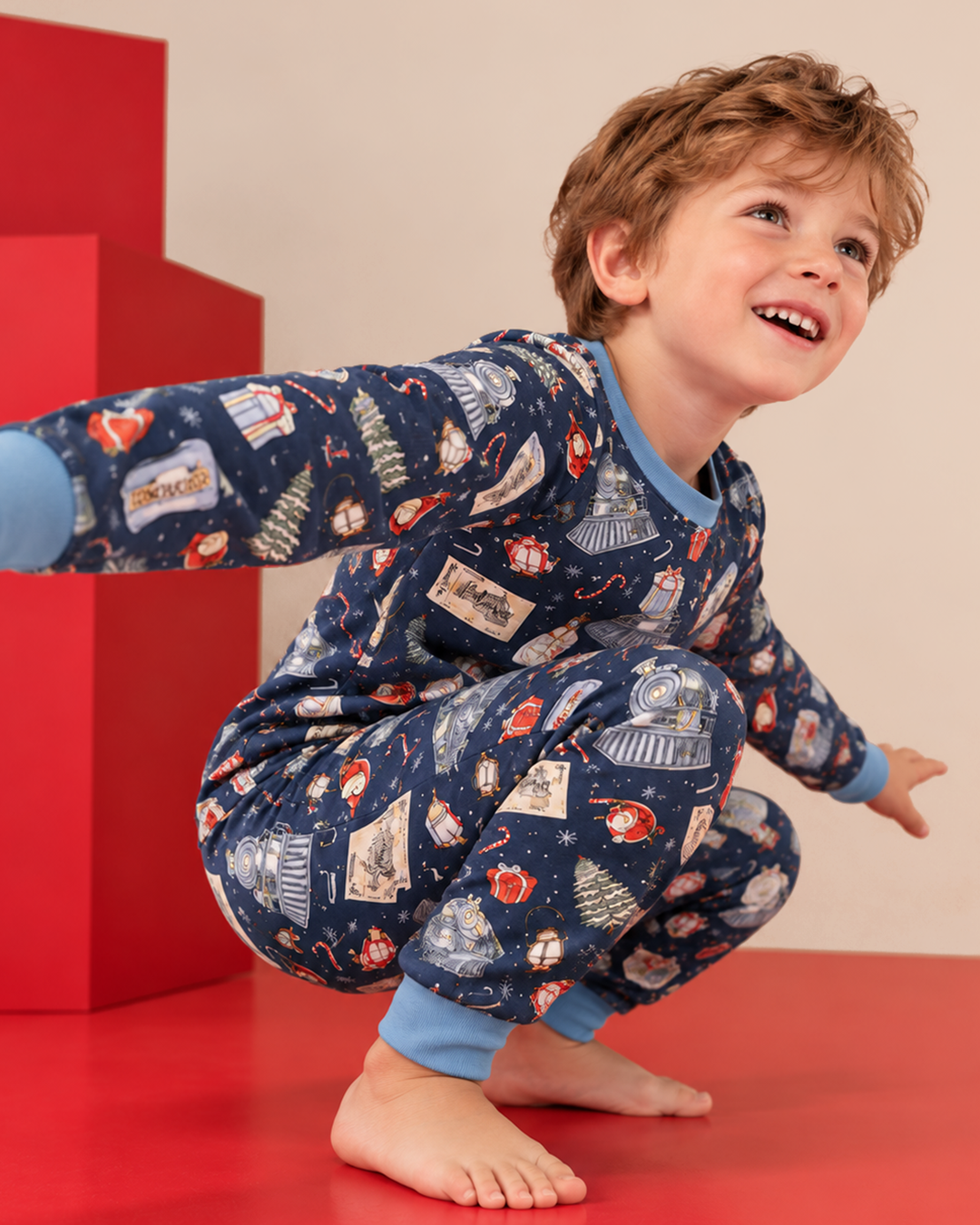 Christmas Train Bamboo Two Piece Long Sleeve Pajama Set