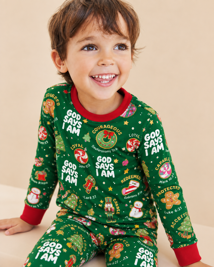 Merry Christmas God Says I Am Bamboo Two Piece Long Sleeve Pyjamas Set