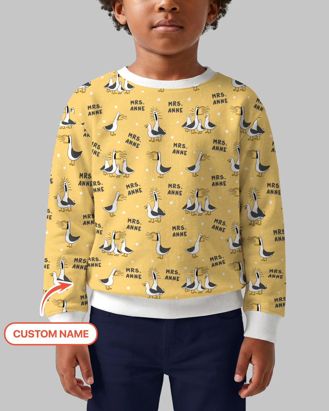 Custom Funny Seagulls Teacher Bamboo Crewneck Sweatshirt