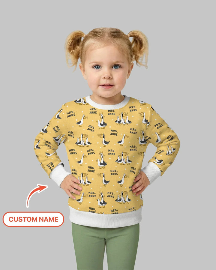 Custom Funny Seagulls Teacher Bamboo Crewneck Sweatshirt
