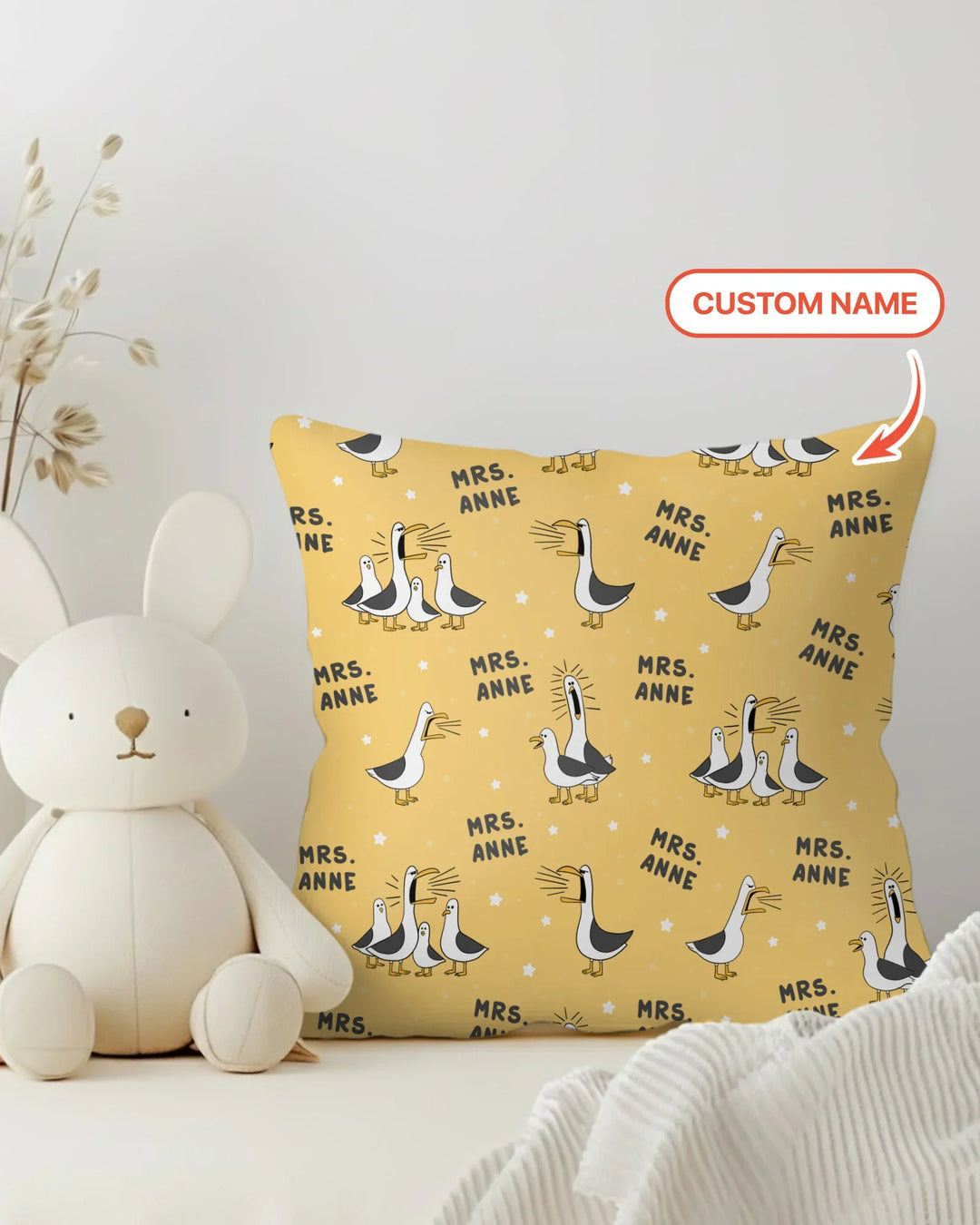Custom Funny Seagulls Teacher Bamboo Pillow Case