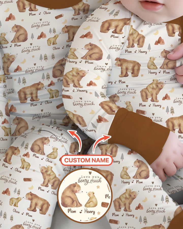 Love You Beary Much Mommy & Me Matching Bamboo Shorty Zippy