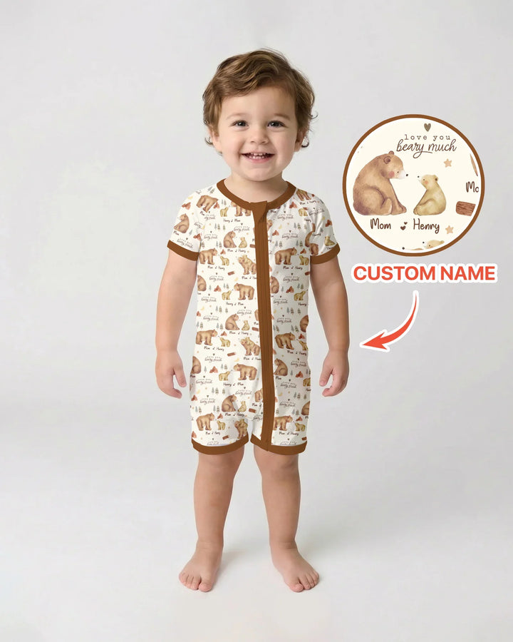 Love You Beary Much Mommy & Me Matching Bamboo Shorty Zippy