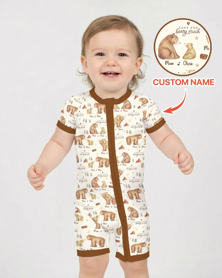 Love You Beary Much Mommy & Me Matching Bamboo Shorty Zippy
