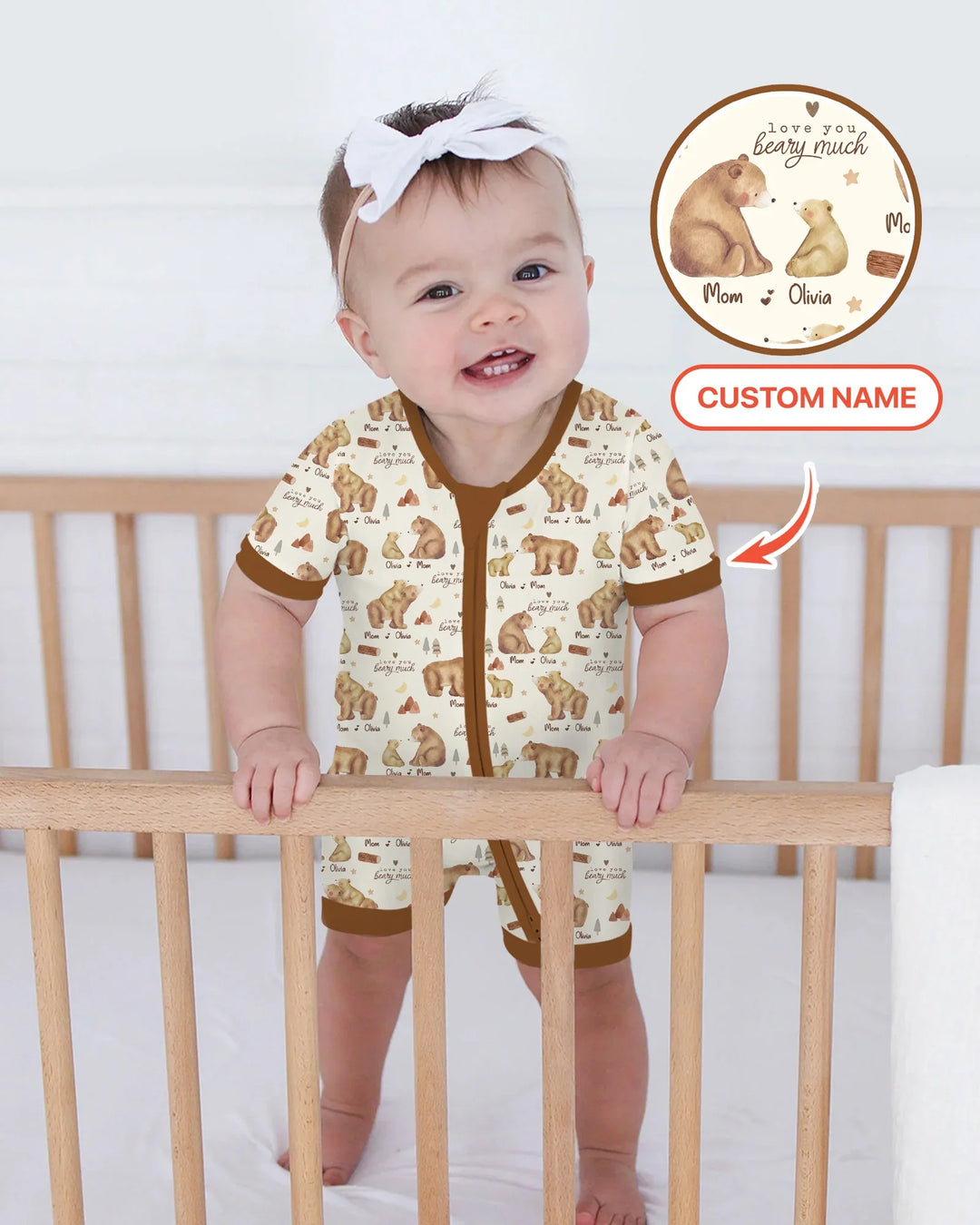 Love You Beary Much Mommy & Me Matching Bamboo Shorty Zippy