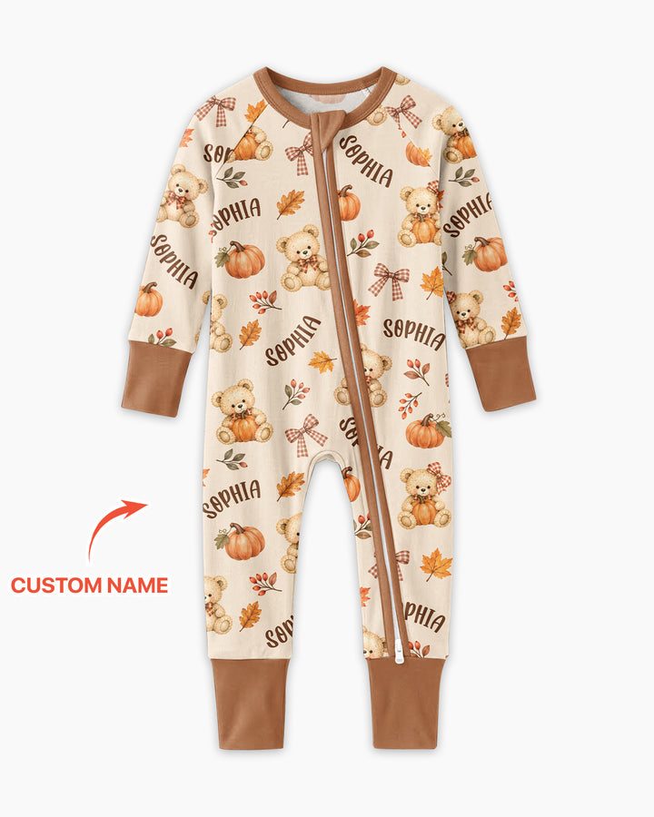 Fall Gingham Bow Teddy Bear Bamboo Convertible Zippy