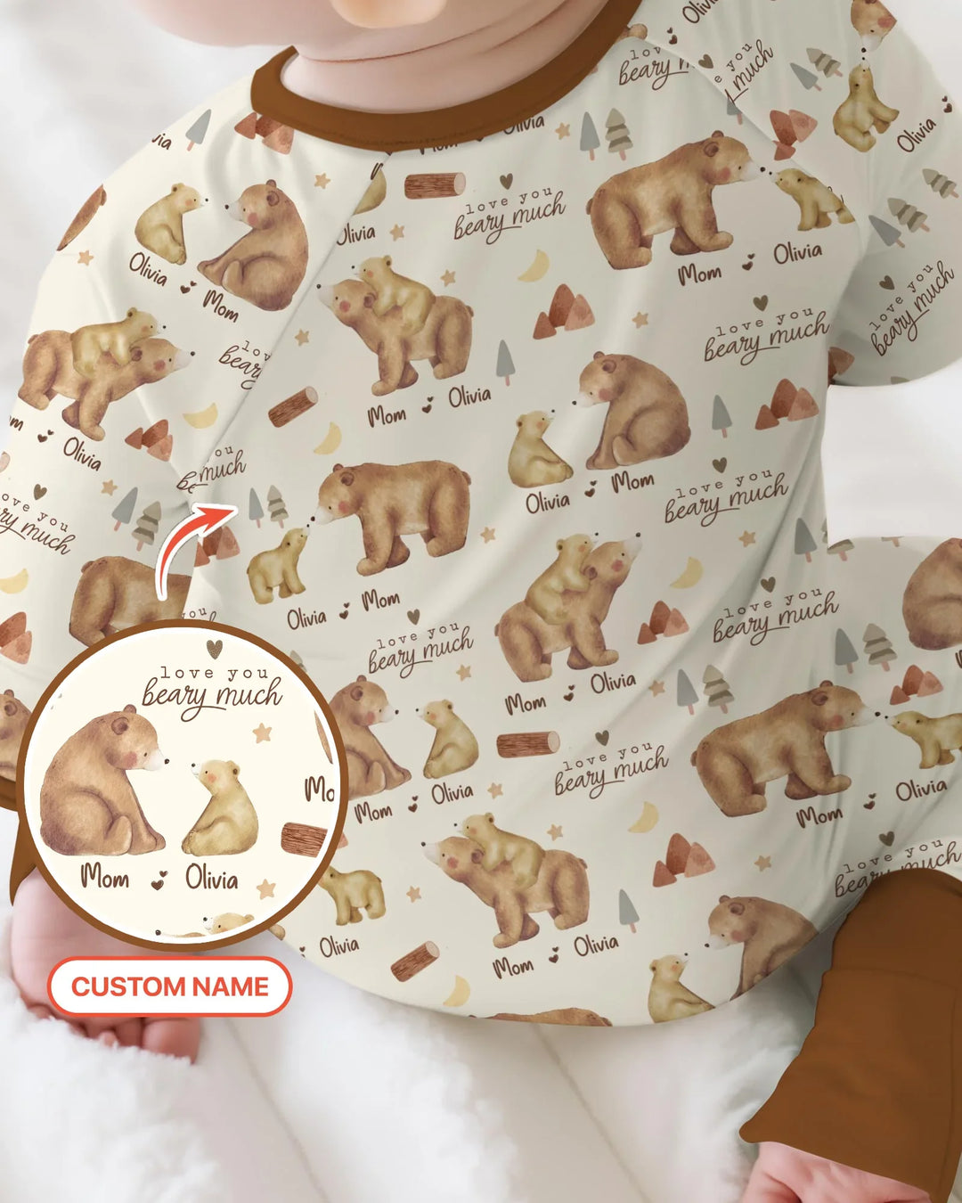 Love You Beary Much Mommy & Me Matching Bamboo Shorty Zippy