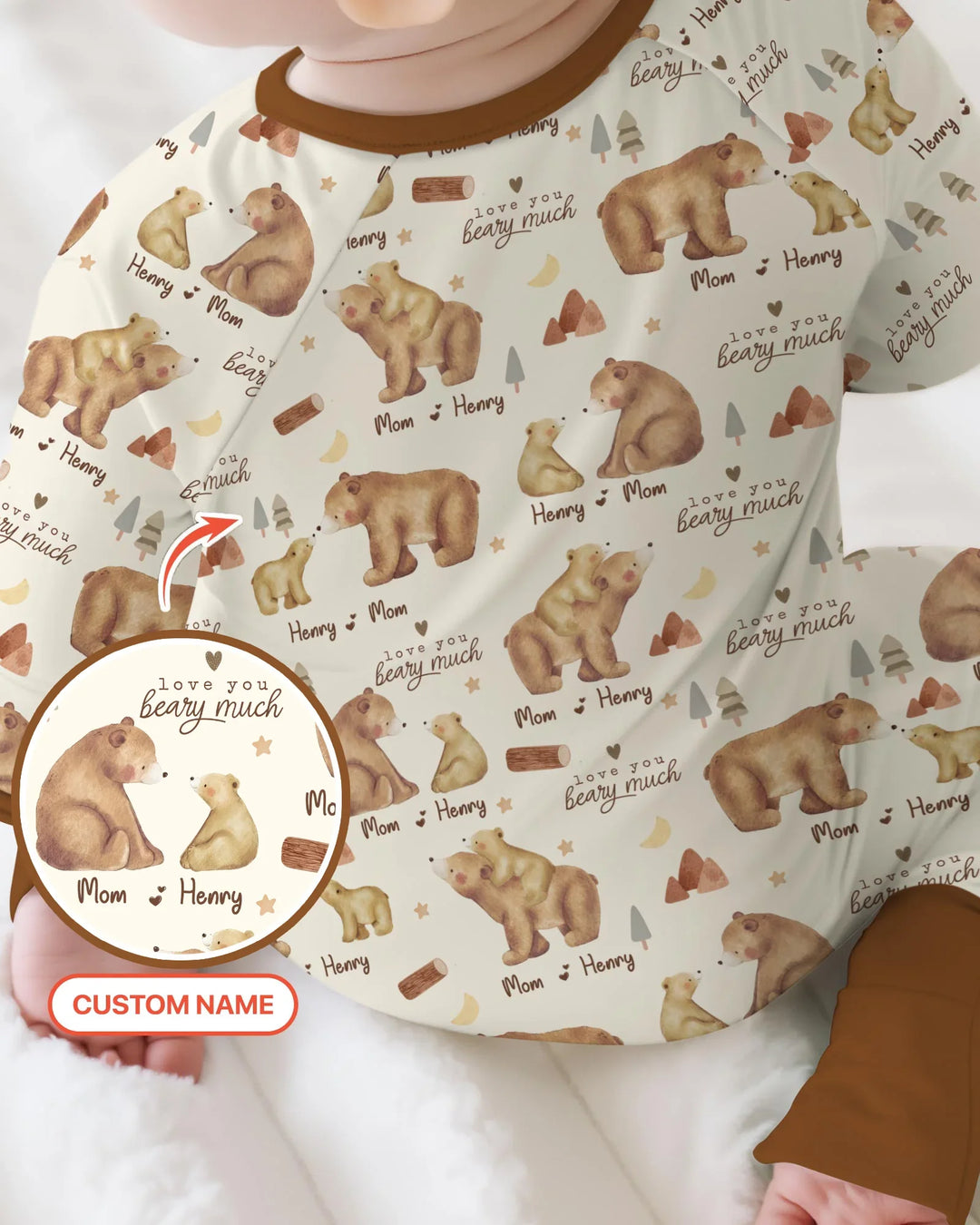 Love You Beary Much Mommy & Me Matching Bamboo Shorty Zippy