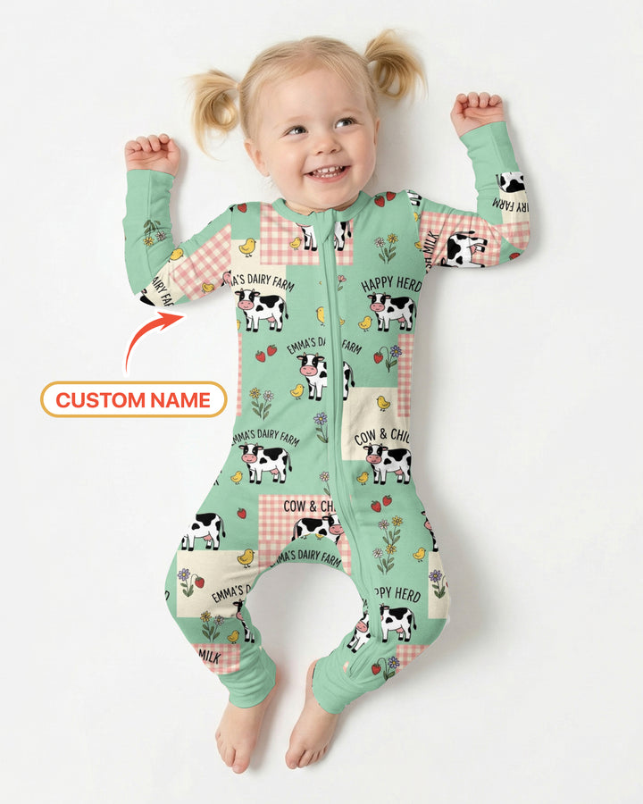 Custom Name Minty Farm And A Tiny Chick Bamboo Convertible Zippy