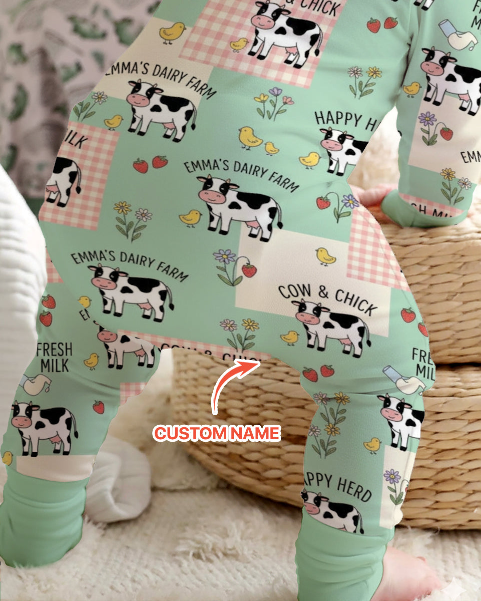 Custom Name Minty Farm And A Tiny Chick Bamboo Convertible Zippy