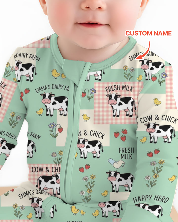 Custom Name Minty Farm And A Tiny Chick Bamboo Convertible Zippy
