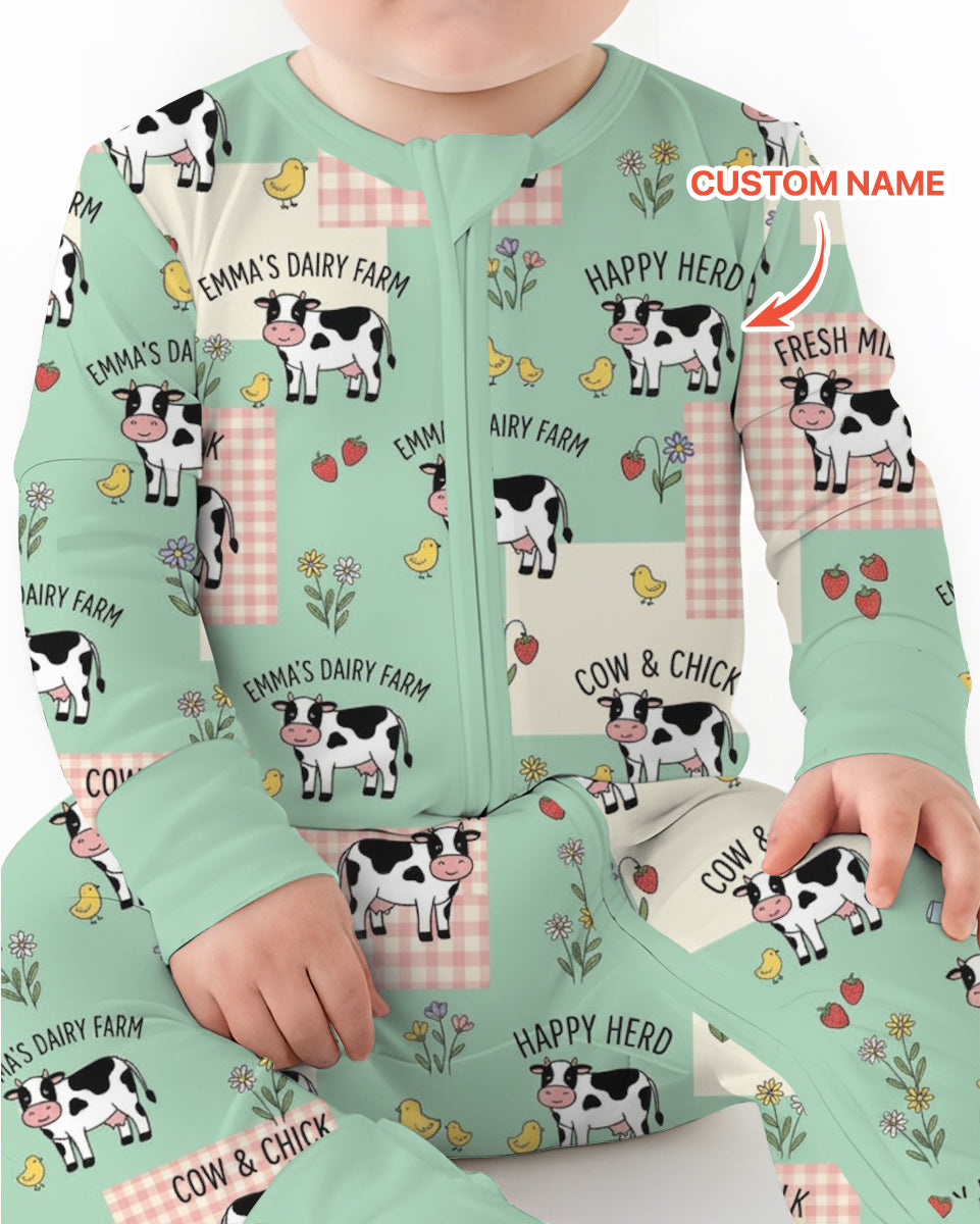 Custom Name Minty Farm And A Tiny Chick Bamboo Convertible Zippy