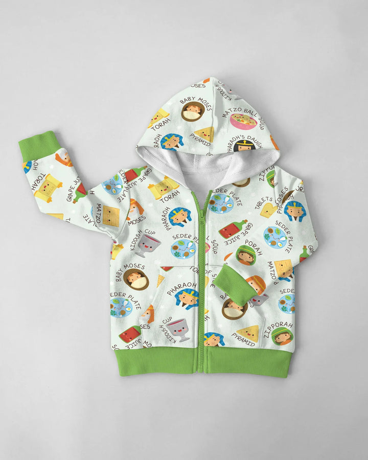 Cute Passover Characters Bamboo Zip Hoodie