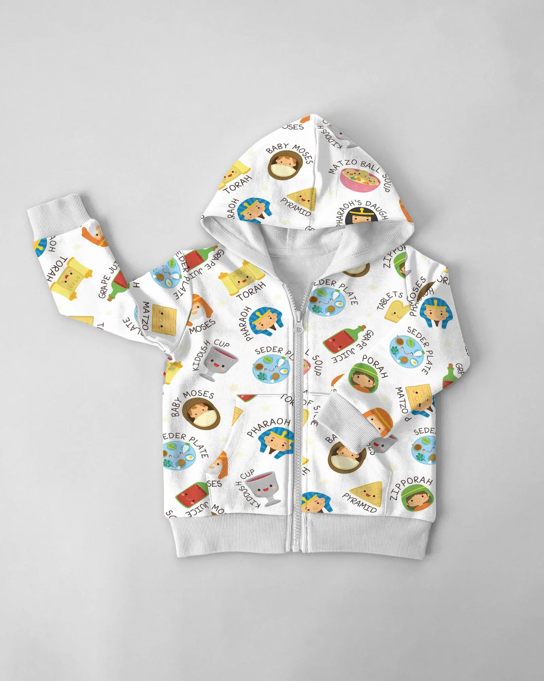 Cute Passover Characters Bamboo Zip Hoodie