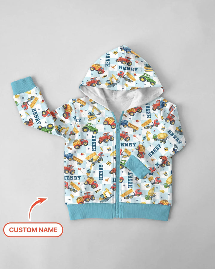 Under Construction Custom Name Bamboo Zip Hoodie