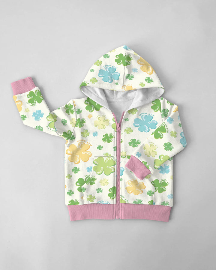 Shamrocks Print St. Patrick's Day Bamboo Zip Hoodie