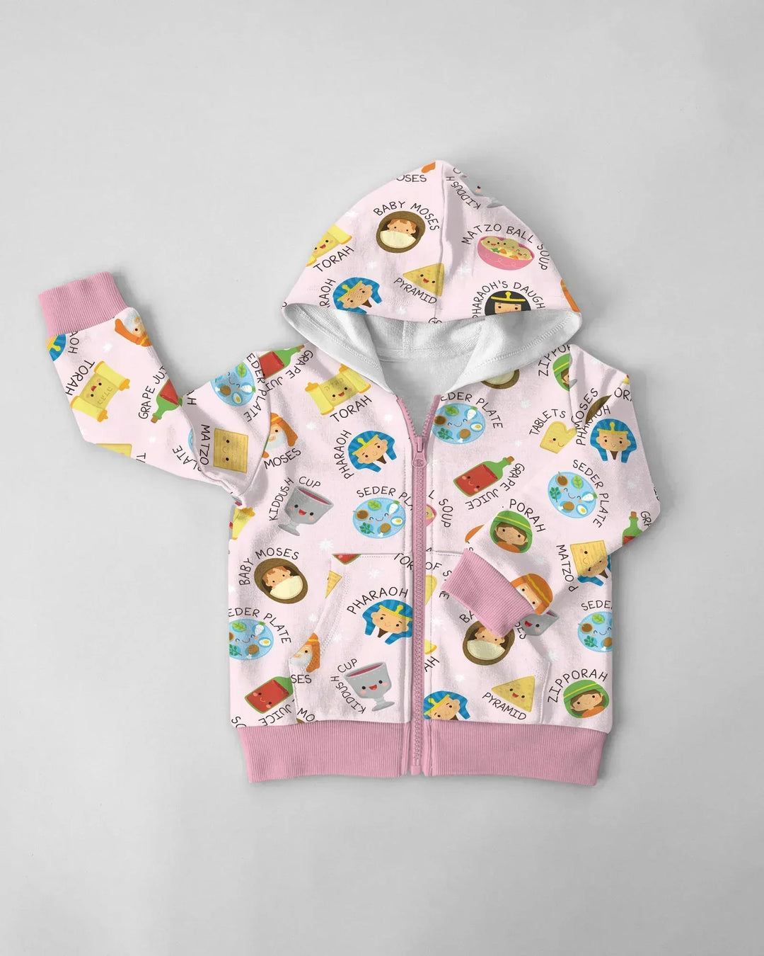 Cute Passover Characters Bamboo Zip Hoodie