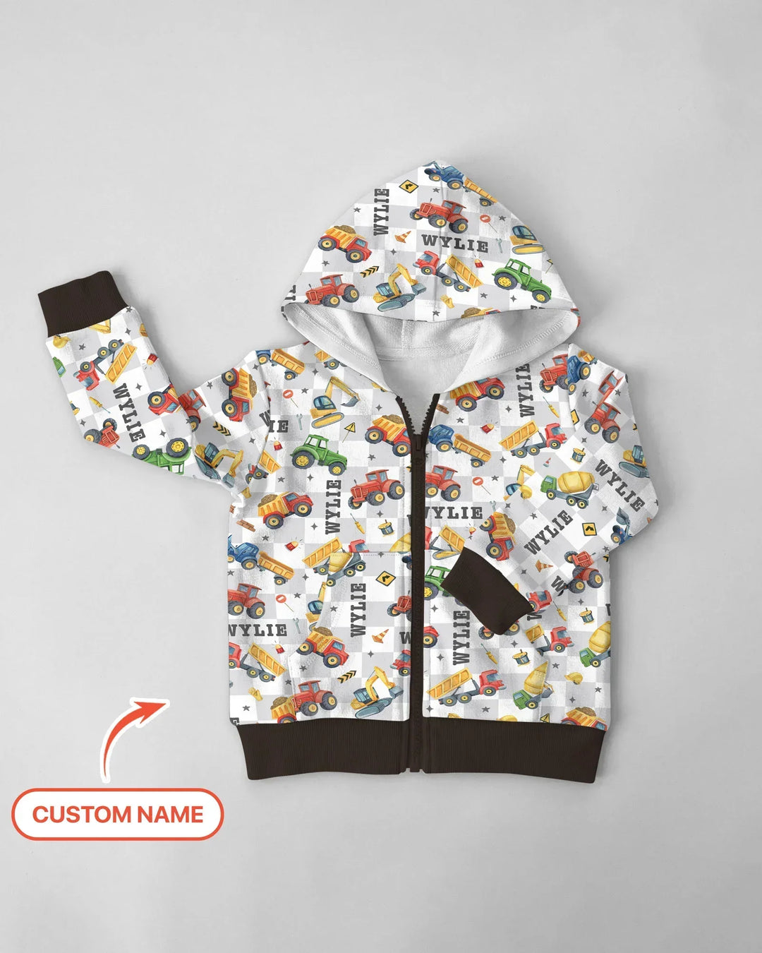 Under Construction Custom Name Bamboo Zip Hoodie